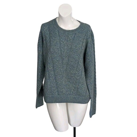 Fat Face Jumper Space Dye Blue Green Sweater Alpaca Blend Knit Pullover Size 10 - Picture 1 of 8